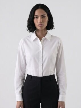 Susan Graver White Button-Down Shirt